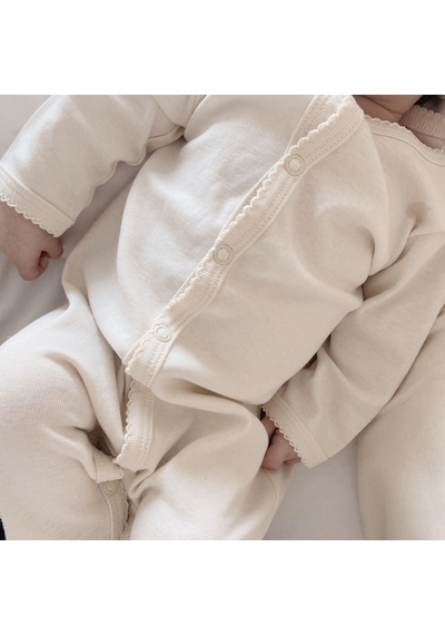 Naturaborn Gots Organik Sertifikalı Patikli Kroşetalı Bebek Uyku Bej