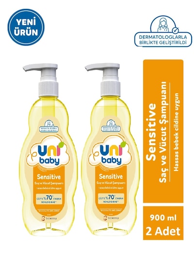 Uni Baby Sensitive Saç Ve Vücut Sampuanı 900 Ml X 2 Adet Tüm Saçlar