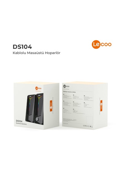 Lecoo Ds104 Rgb Usb Kablolu + 3.5mm 6w Masaüstü Hoparlör Siyah