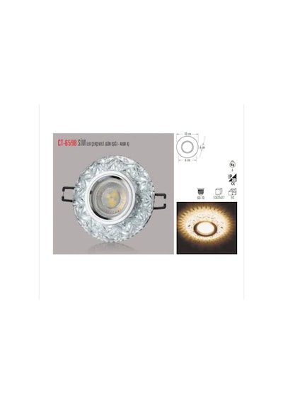 Ct-6598 Sim Kristal Cam Spot 7 Watt Beyaz Işık Led Ampullü Takım Led Efektli Beyaz Işık Led 7 Watt Diğer