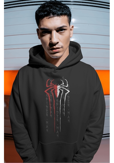Sevbano Spider-man Örümcek Adam Logo Film Baskılı Unisex Oversize Premium Siyah