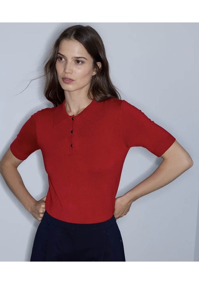 İpekyol Polo Yaka Triko Kırmızı Kadın Kazak Iw6260050177