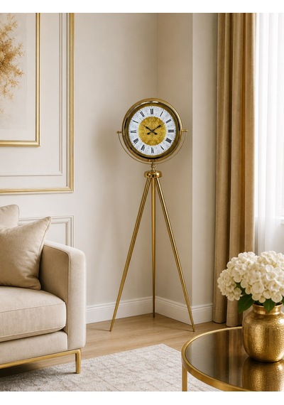 Gold Osmanlı Motifli Tripod Ayaklı Saat Diğer