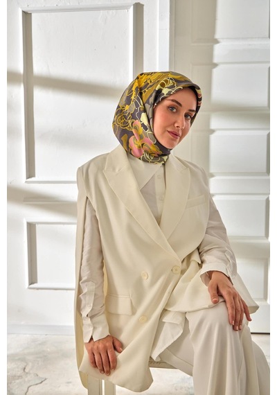 Silk Home Twill İpek Eşarp 11483-11 Antrasit, Sarı, Pembe, Gri, Füme, Yağ Yeşili