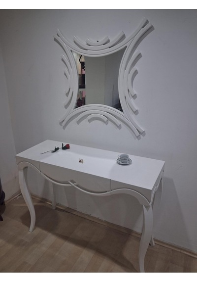 Dresuar 90628 Cnc Çökertme Model Cnc Ayna Lake Beyaz Tabla Kayn Aslan Ayak Beyaz