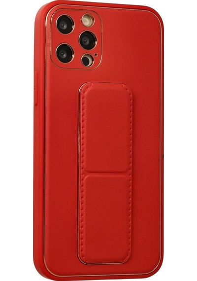 Apple Uyumlu iPhone 12 Pro Kılıf Coco Deri Standlı Kapak Kırmızı