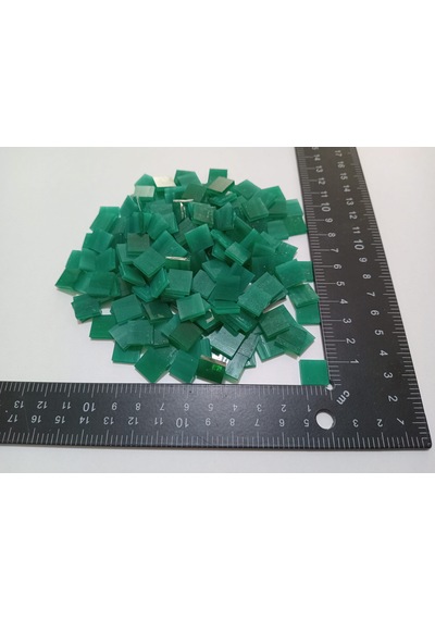 Yeşil Kare Vitray Cam Mozaik Taşı - Sanatsal Mozaik Çalışmalarınız İçin Yaklaşık 10 X 10 Mm