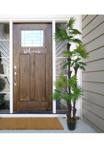 Yapay Ağaç Palmiye Fanpalm 3katlı 24yaprak Siyah Plastik Saksıda 165 65cm