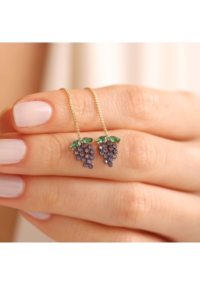 Sembol Gold 14 Ayar Altın Grape Küpe