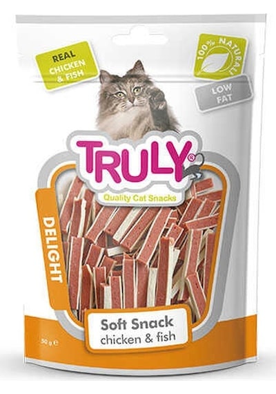 Truly Tavuk ve Balıklı Yumuşak Sandwich Şekilli Kedi Ödülü 50 G