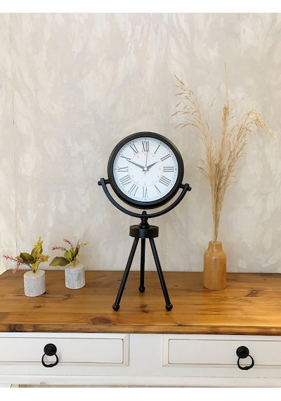 Siyah Metal Mini Tripod Modern Masa Saati 45 26 Cm Renkli