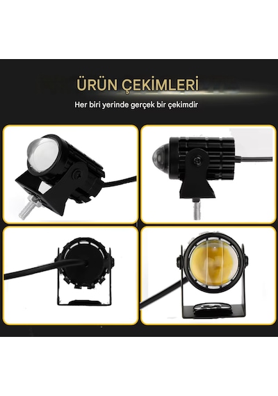 1 Adet Motosiklet Scooter Atv Uyumlu Mercekli Sis Farı Sarı-beyaz Çift Renk 12v 50w