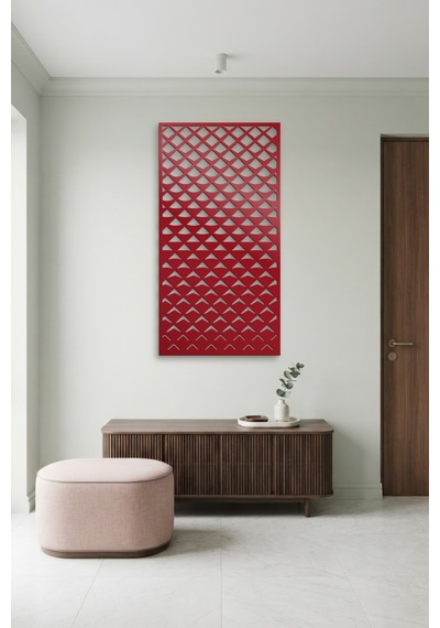 Pul Dekoratif Panel Metal Duvar Tablosu - Duvar Sanatı - Duvar Dekoru - Kırmızı