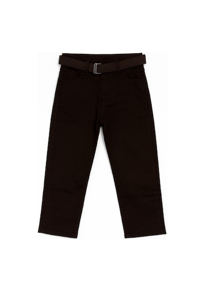 Zekids Erkek Çocuk Kemerli Gabardin Pantolon-16347 Kahverengi