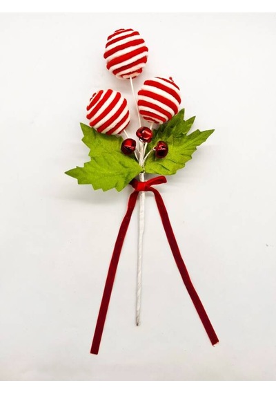 Yılbaşı Çam Dalı Top Şekerli Zilli 38 Cm