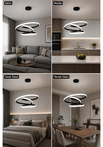 AvizeGO Lina Led Sarkıt Avize Beyaz Işık Siyah