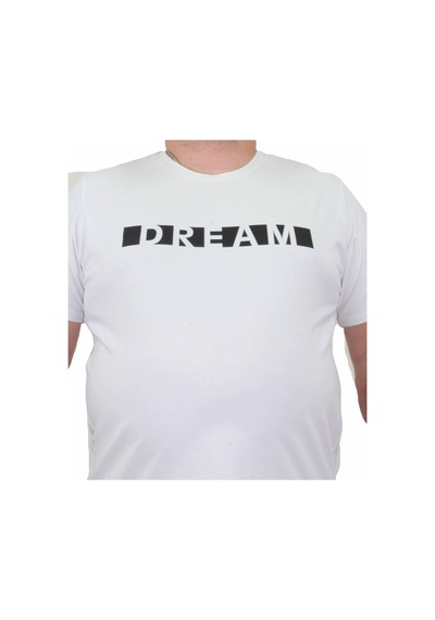 Moc Grande Mocgrande Erkek Büyük Beden Sıfır Yaka Tişört Dream 24140 Beyaz-Beyaz
