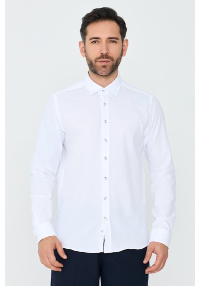 White Stone Beyaz %100 Pamuk Dynamic Fit Erkek Uzun Kollu Gömlek