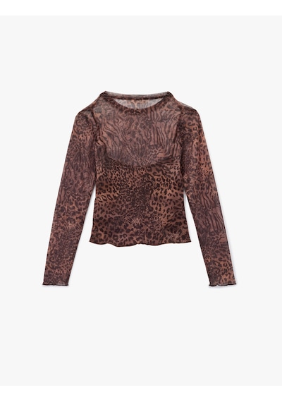 Koton Slim Fit Uzun Kollu Leopar Baskılı Tül Tişört Kahverengi Desenli 6wal10436ık Kahverengi Desenli Koton Slim Fit Uzun Kollu Leopar Baskılı Tül Tişört Kahverengi Desenli 6wal10436ık Kahverengi Desenli