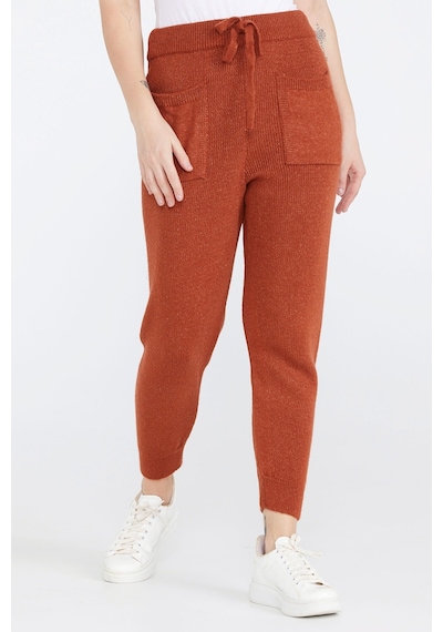 Sementa Kadın Bağcıklı Cepli Triko Pantolon - Taba 001