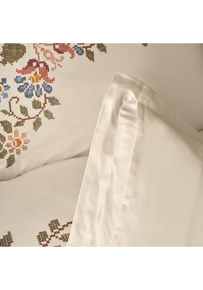Vintage Çiçek Desenli%100 Pamuk Saten Nevresim Seti, Beyaz, Tek Kişilik Nevresim: 160x220 Cm / 1 Adet Yastık Kılıfı: 50x70 Cm Çok renkli