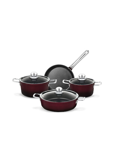 Madame Coco Titanium Professional Tencere Seti 7 Parça 1ktncr014118-22-26-26cm-bordo