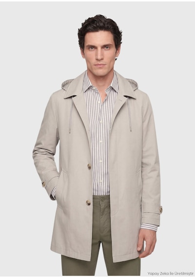 Ramsey Kum Regular Fit Kapüşonlu Teknik Pardösü