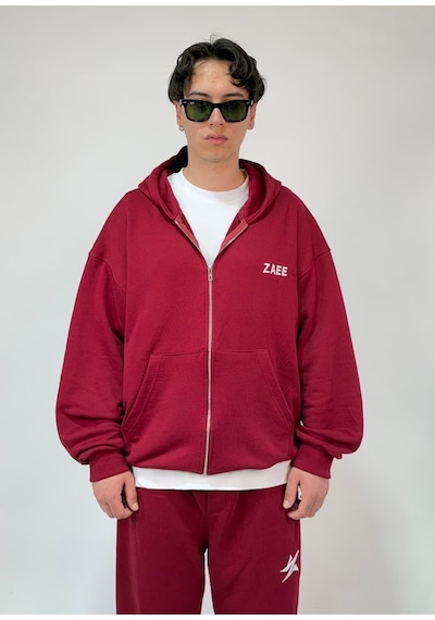 Zaee İnce Kumaş Nakışlı Oversize Premium Zip Hoodie Çok Renkli