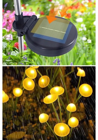Tr Güneş Enerjili Mantar Bahçe Lambası, Solar Led Dış Mekan Aydınlatma, Otomatik Sensörlü Dekoratif Bahçe Iş