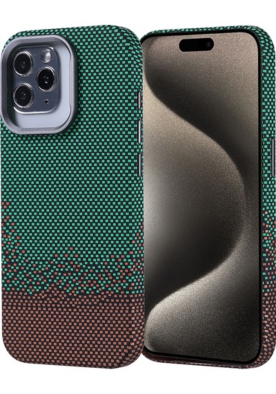 Apple Uyumlu iPhone 15 Pro Kılıf Kablosuz Şarj Özellikli Karbon Fiber Görünümlü Nekst Kapak