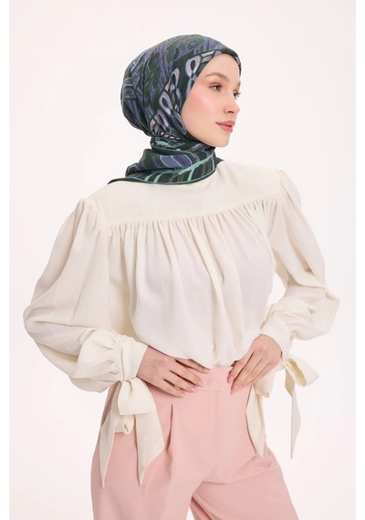Silk Home Dört Mevsim Antik Motif Viskon Velora Eşarp 6420 Zümrüt Yeşili