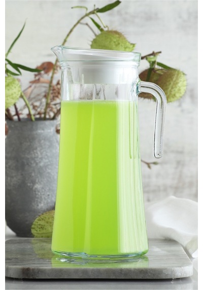 Lav Truva Cam Sürahi Tekli 1,4 L Kulplu Beyaz Plastik Kapaklı