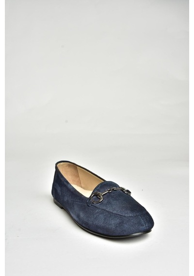 Fox Shoes R667001402 Lacivert Hakiki Deri Süet Kadın Babet Lacivert-süet Lacivert
