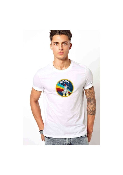 Nasa Rocket Logo Royalty Freenasa Baskılı Beyaz Erkek Tshirt