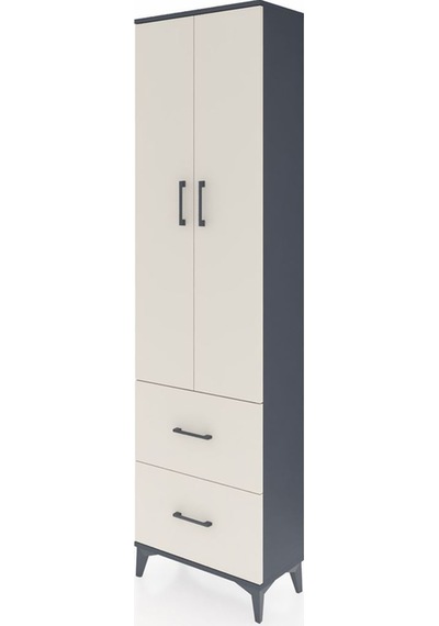 Arges Dolap 2 Raflı 2 Çekmeceli Tek Askılı 60x30x221 Antrasit... Antrasit