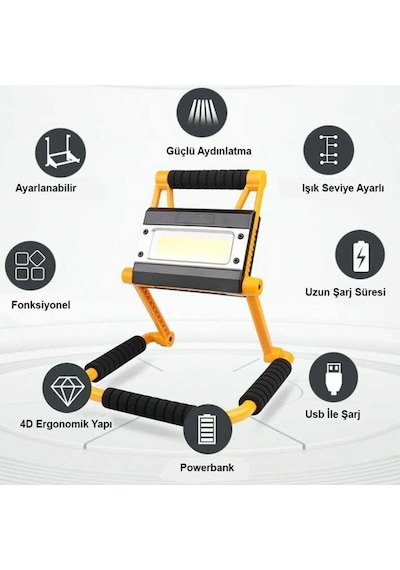 Watton WT-328 30W Şarjlı Seyyar Led Projektör