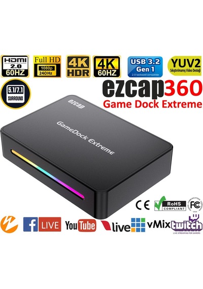 Ezcap360 Game Dock Extreme Hdr Vrr 4k 60 Hz Hdmı Video Capture Kayıt Cihazı Full Hd 240 Kayıt Cihazı
