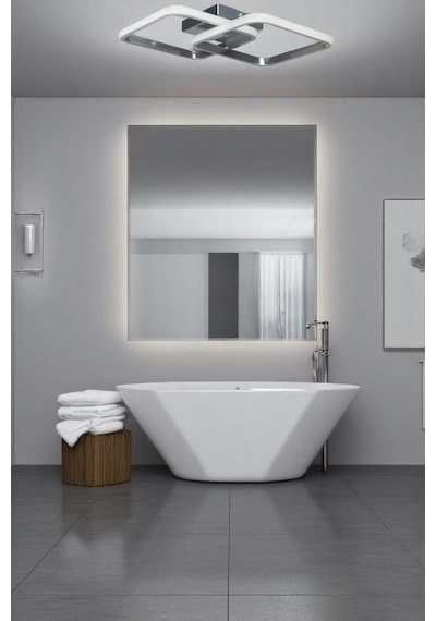 Kira Krom Renk Modern Tasarım Salon - Mutfak - Hol - Yatak Odası Beyaz Led Avize Krom