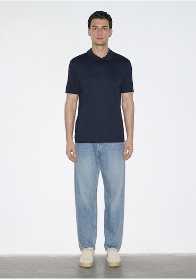 Mavi - Lacivert Tencel Modal Karışımlı Polo Tişört 0613163-83699 Lacivert