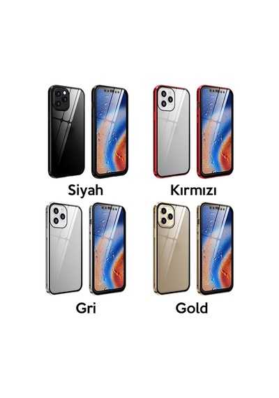 Apple Uyumlu iPhone 12 Pro Mıknatıslı 360 Derece Ön Ve Arka Cam Full Korumalı Manyetik Kılıf- 5775 Çok Renkli