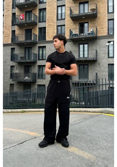 Bad Layers Oversize Ayarlanabilir Lastikli Eşofman Siyah Siyah