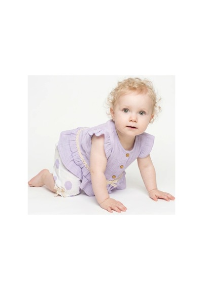 İrem Çocuk Giyim Kız Bebek Bluzun Kolları Fırfırlı Düğme Kapamalı Dantel Detaylı Şortun Beli Paçası Lastikli Benek Desenli Takım Lila İrem Çocuk Giyim Kız Bebek Bluzun Kolları Fırfırlı Düğme Kapamalı Dantel Detaylı Şortun Beli Paçası Lastikli Benek Desenli Takım Lila