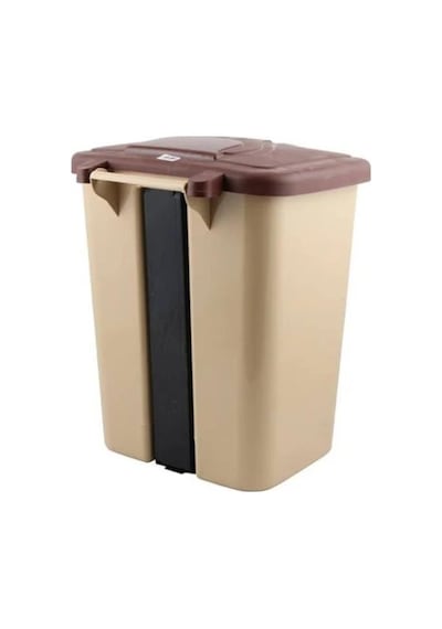 Omnipazar Sy-4255 40 Lt Köşeli Pedallı Plastik Çöp Kovası İç Kovasız Bej
