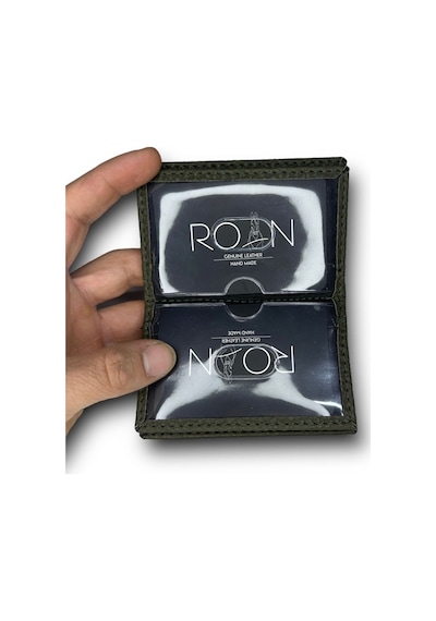 Roan Vegan Kartlık Minimalist Tasarım Şeffaf Kimlik Cepli Erkek Kredi Kartlık Ve Cüzdan Haki