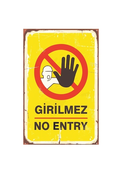 Girilmez No Entry Retro Vintage Ahşap Mdf Tablo 7/8 Yaş