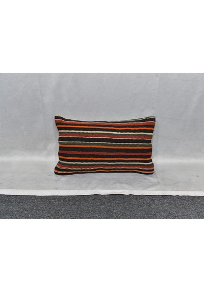 Zehra Abla Halı Yeni El Dokuma Dekoratif Lumbar Kilim Kırlent Yastık Kılıfı 6584 Çok Renkli