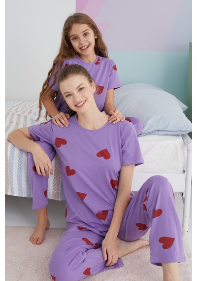 Siyah İnci Pamuklu Örme Pijama Takım 24117031 Çok Renkli