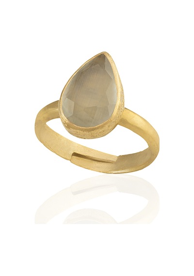 Kadir Jewellery 22 Ayar Altın Kaplama Zirkon Taşlı Ayarlanabilir Kadın Moda Yüzük Beyaz