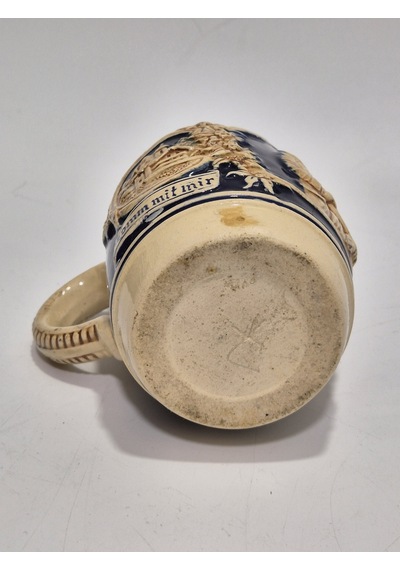 Vintage Tankart Dağ Evi Ve Çiçek Temalı Alman Seramik Bira Bardağı 11,8cm 006