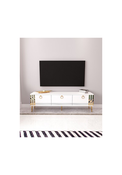 Altın 150 Cm Tv Ünitesi, Tv Sehpası Beyaz - Altın Beyaz-beyaz Altın 150 Cm Tv Ünitesi, Tv Sehpası Beyaz - Altın Beyaz-beyaz